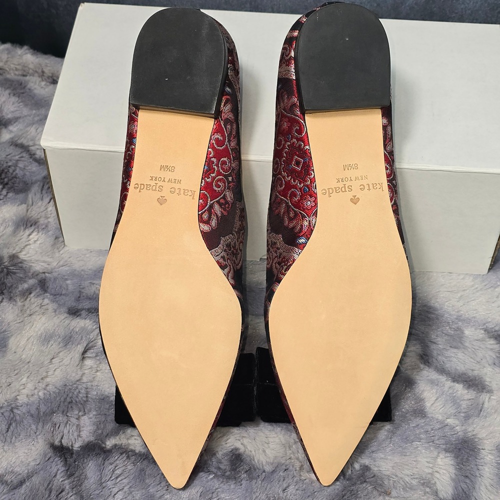 Kate Spade Keana Flats Russet‎ Multi Brocade Velvet Bow Women 8.5M - Picture 5 of 7